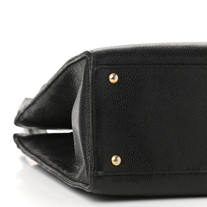 Chanel Caviar Embroidered Logo Shoulder Bag Black 5 of 12