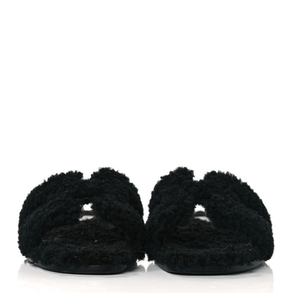 Hermes Woolskin Oran Sandals 40 Black 2 of 7
