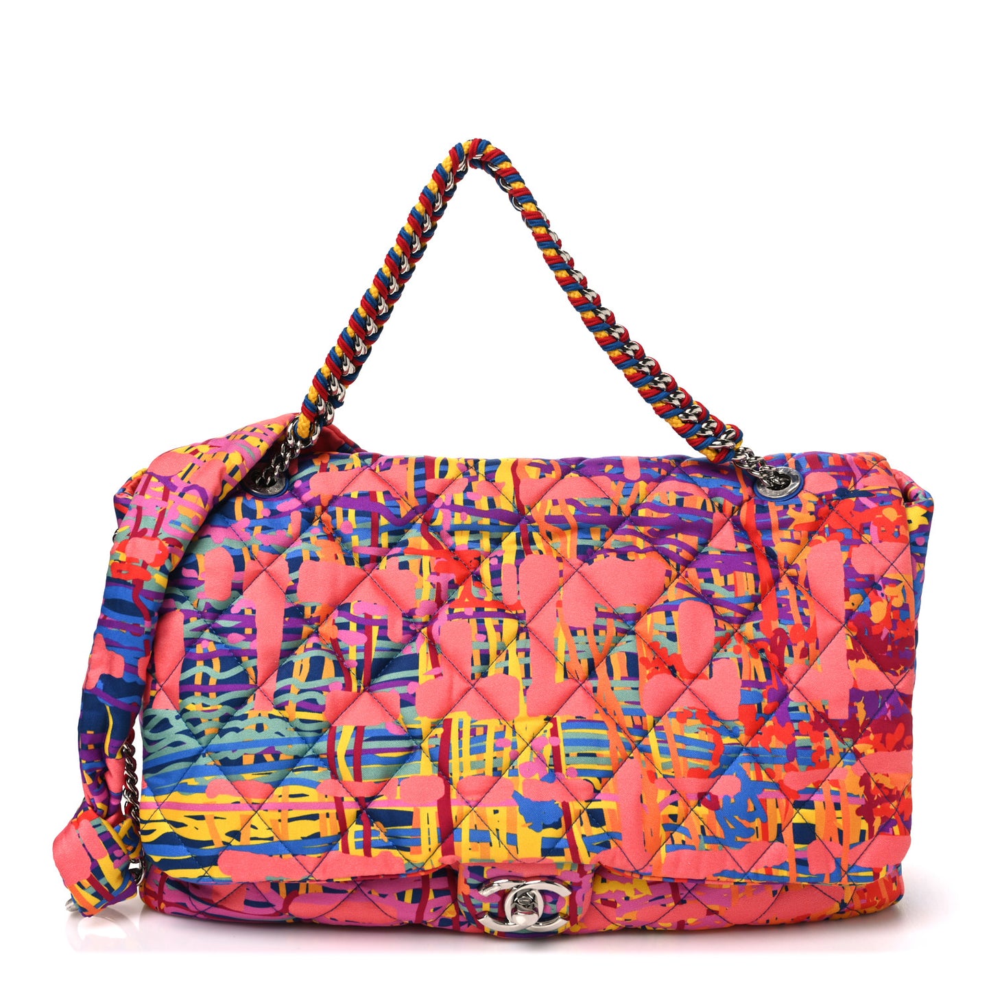 Foulard Fabric Quilted Printed Flap Pink