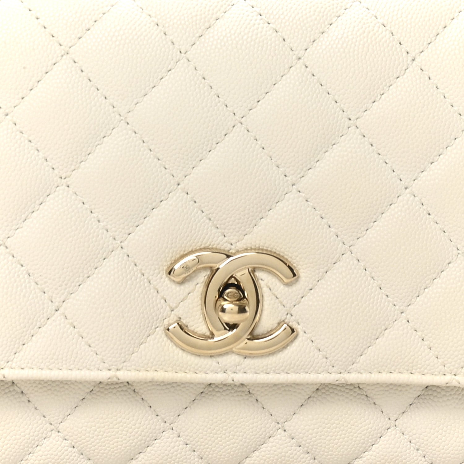 Chanel Caviar Quilted Small Coco Handle Flap White 8 of 10