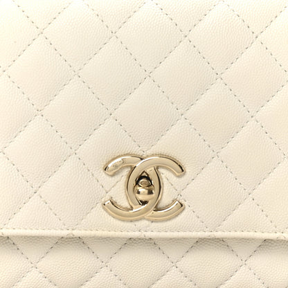 Chanel Caviar Quilted Small Coco Handle Flap White 8 of 10
