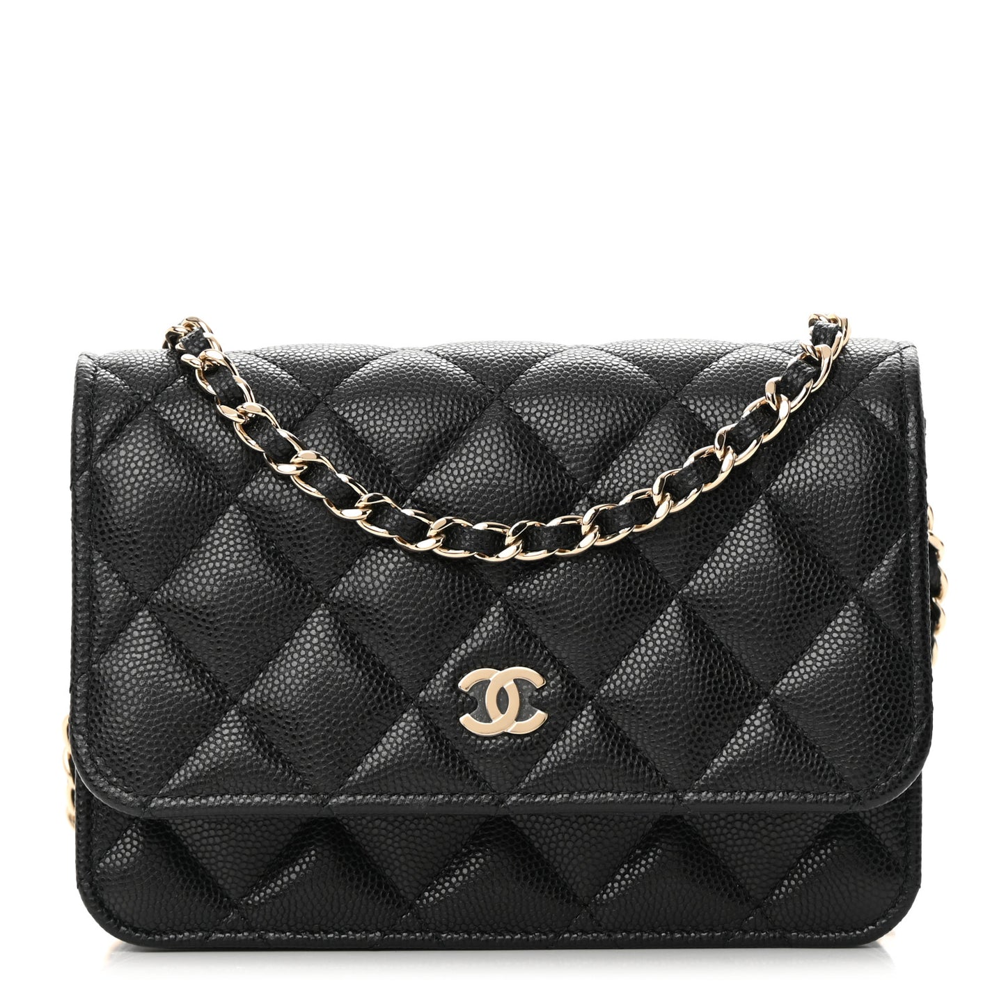 Caviar Quilted Mini Wallet On Chain WOC Black