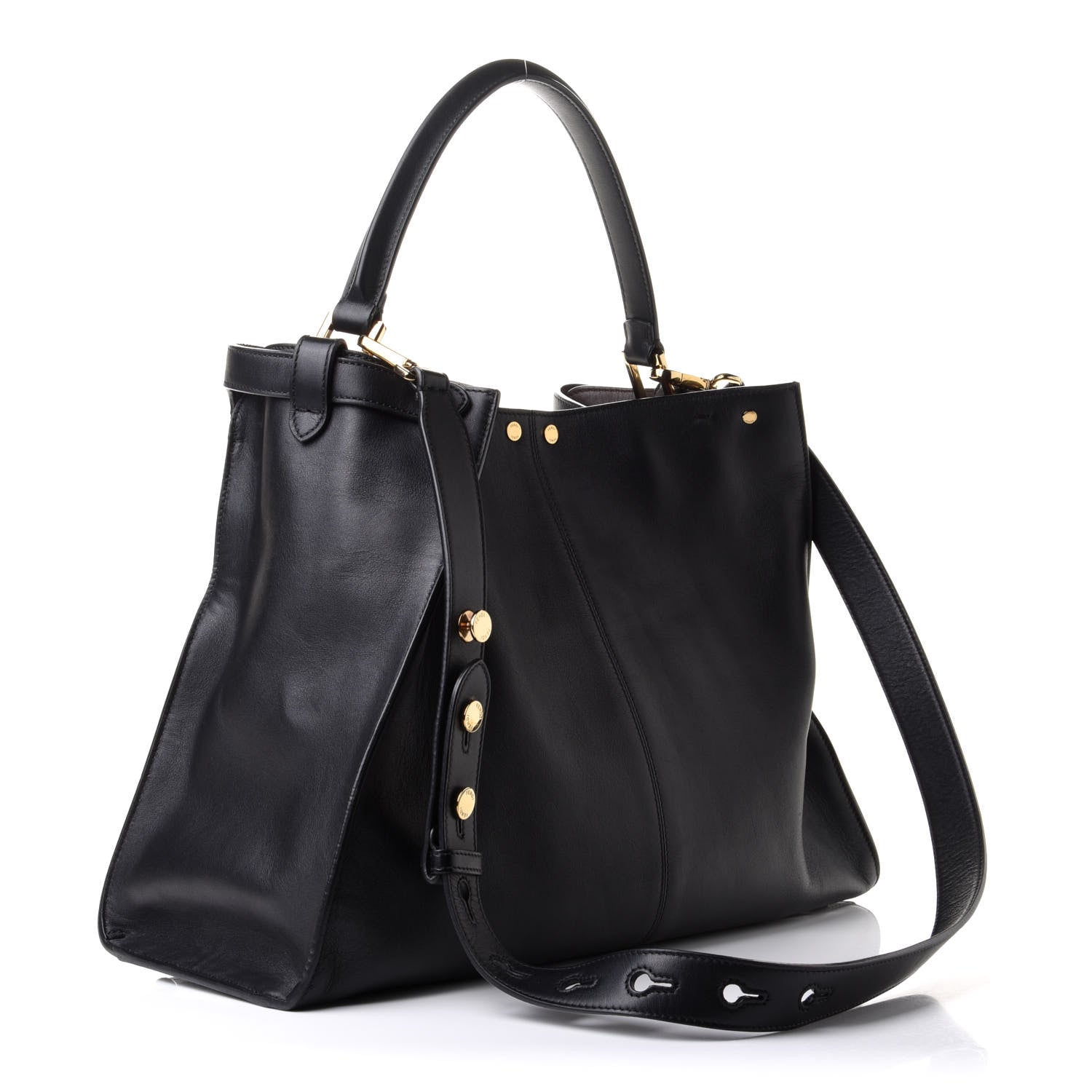 Fendi Vitello Seta Century Large Peekaboo X-Lite Black Fragola 3 of 19