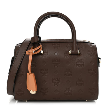 MCM Calfskin Ottomar Monogram Essential Boston Bag Chestnut 1 of 9
