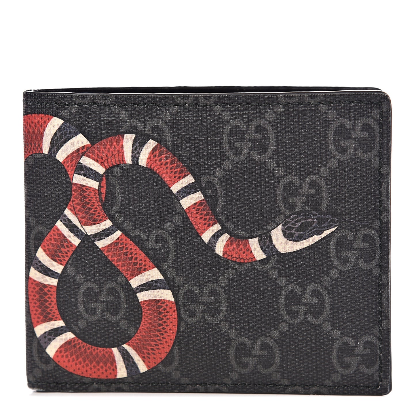 GG Supreme Monogram Kingsnake Nice Bi-Fold Wallet Black Grey