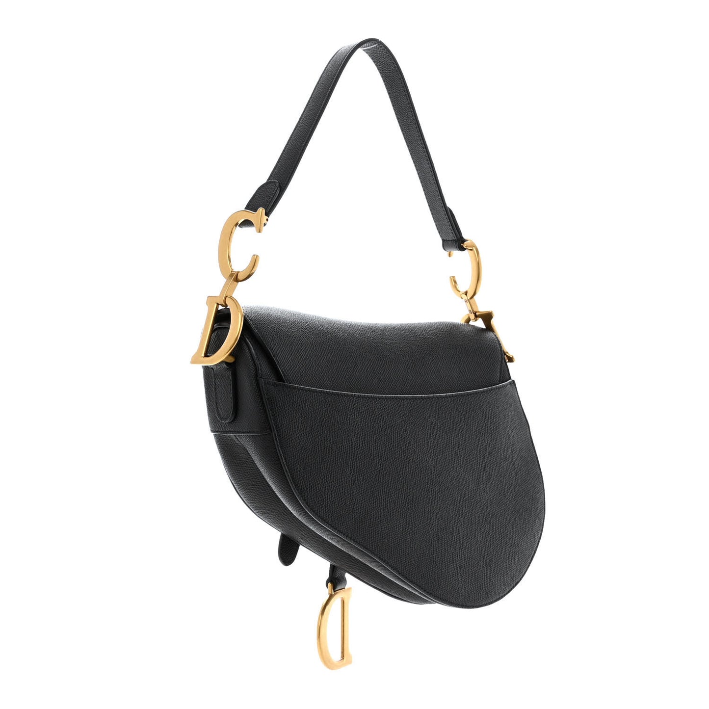 Grained Calfskin Saddle Bag Black