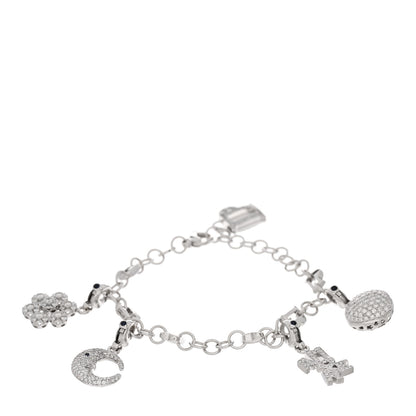 Pasquale Bruni 18K White Gold Diamond Blue Sapphire 5 Charm Bracelet 1 of 3