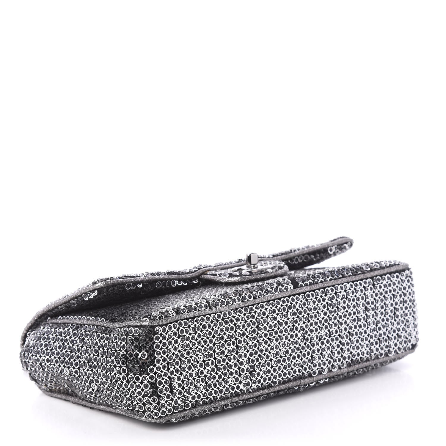 Chanel Sequin Mesh Medium Single Flap Silver 4 of 14