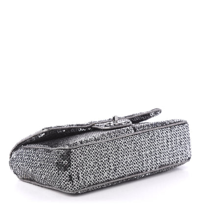 Chanel Sequin Mesh Medium Single Flap Silver 4 of 14
