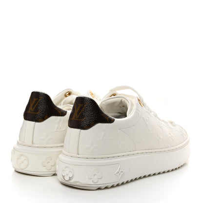 Louis Vuitton Calfskin Monogram Debossed Time Out Sneakers 38 White 4 of 10