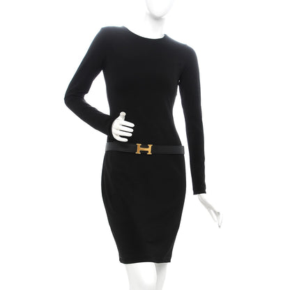 Hermes Swift Epsom 32mm Guilloche H Belt 85 Black Etoupe 2 of 10