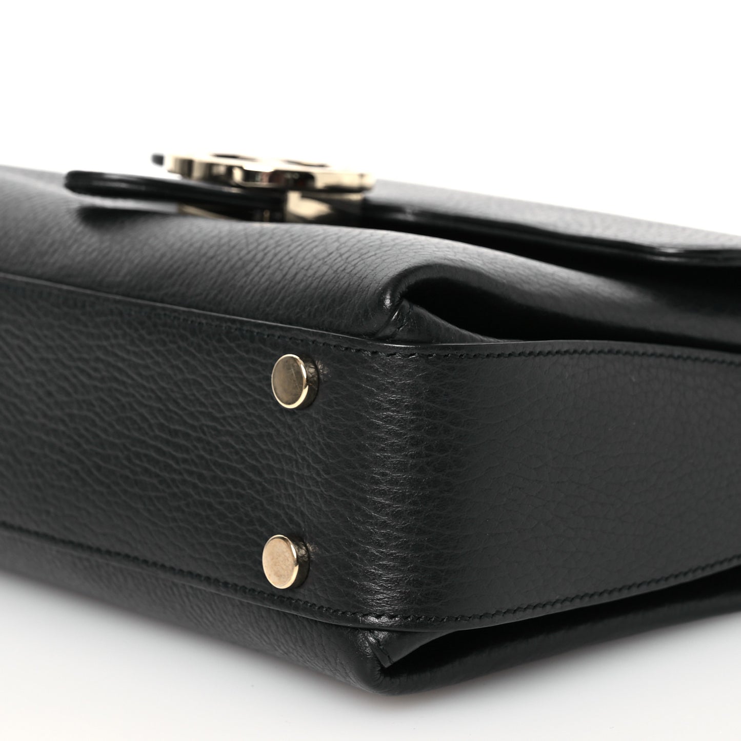 Dollar Calfskin Interlocking G Top Handle Shoulder Bag Black