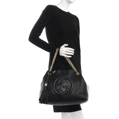 Gucci Pebbled Calfskin Medium Soho Chain Shoulder Bag Black 2 of 10