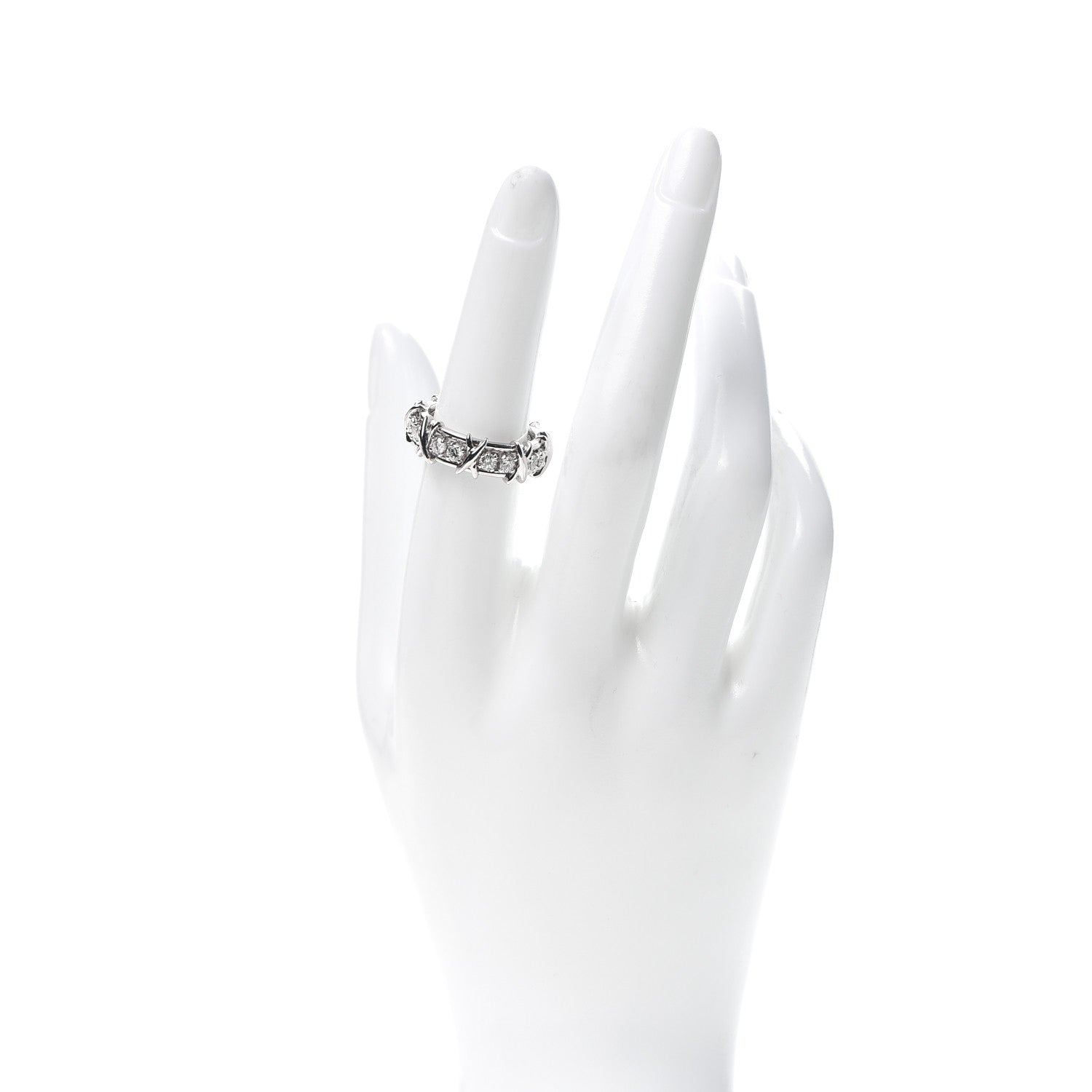 Tiffany Platinum Diamond Schlumberger Sixteen Stone Ring 54 6.75 2 of 5