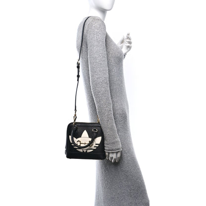 Gucci X ADIDAS Textured Dollar Calfskin Web Trefoil Mini Horsebit 1955 Top Handle Bag Black Off White 2 of 10