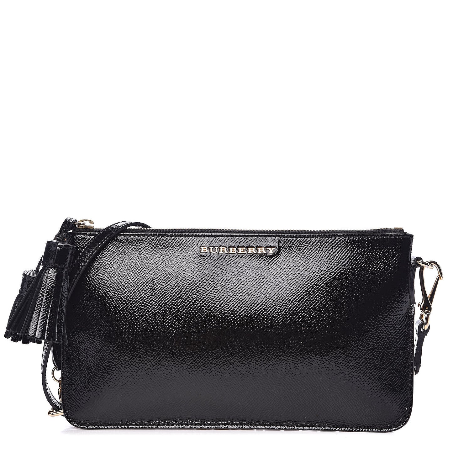 Patent London Peyton Crossbody Clutch Bag Black