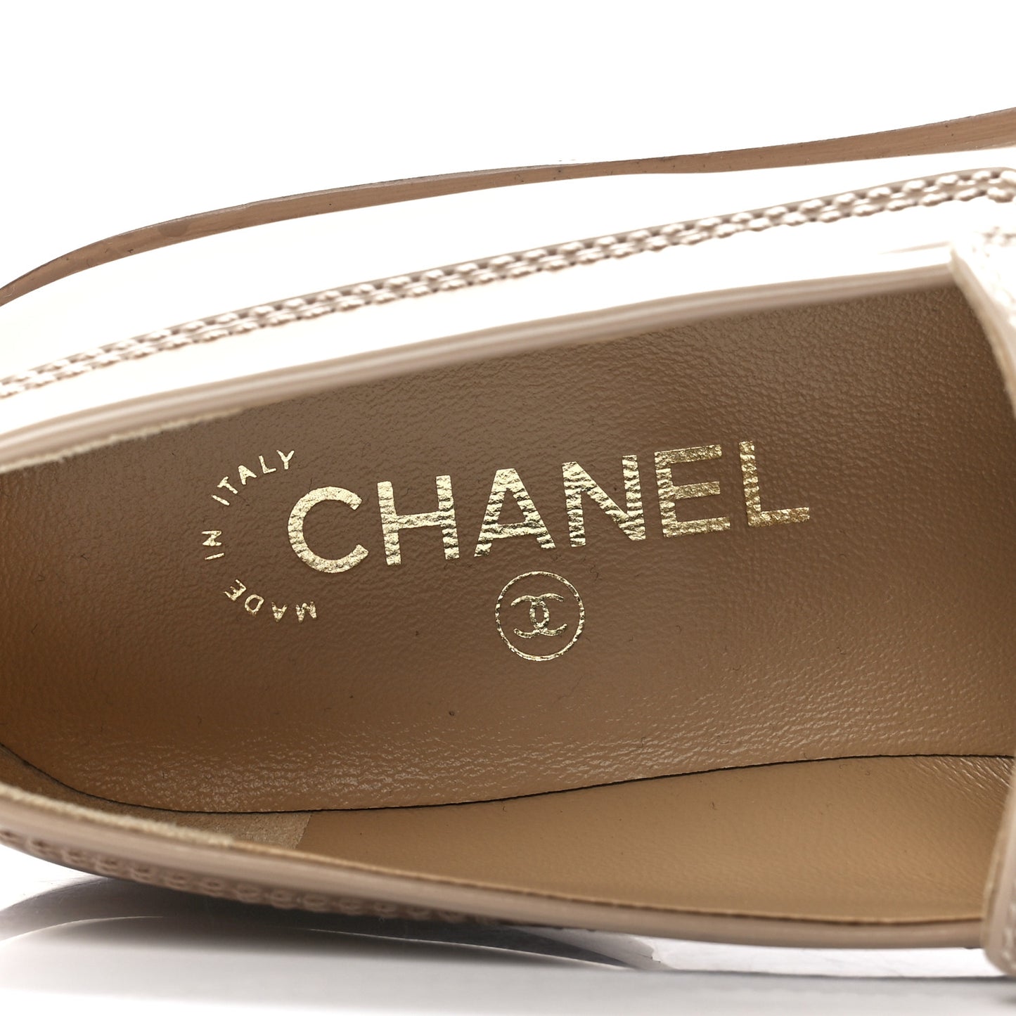 Shiny Calfskin Logo Loafers 39.5 Light Brown