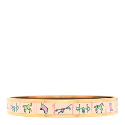 Hermes Enamel Narrow Printed Couvertures Et Tenues De Jour Bracelet 70 Patch Pannacotta 3 of 4