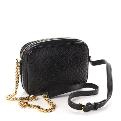 Burberry Calfskin Embossed Monogram Camera Chain Bag Black 3 of 9