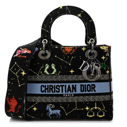 Christian Dior Canvas Pixel Zodiac Embroidered Medium Lady D-Lite Nero Multicolor 1 of 9