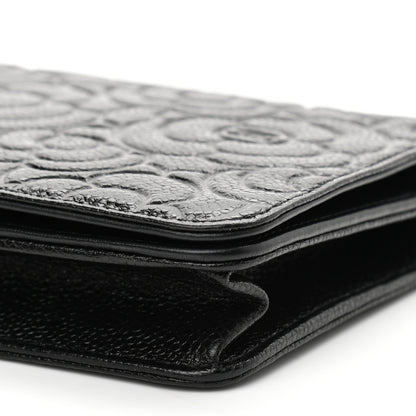 Chanel Caviar Camellia Embossed Wallet On Chain WOC Black 11 of 11