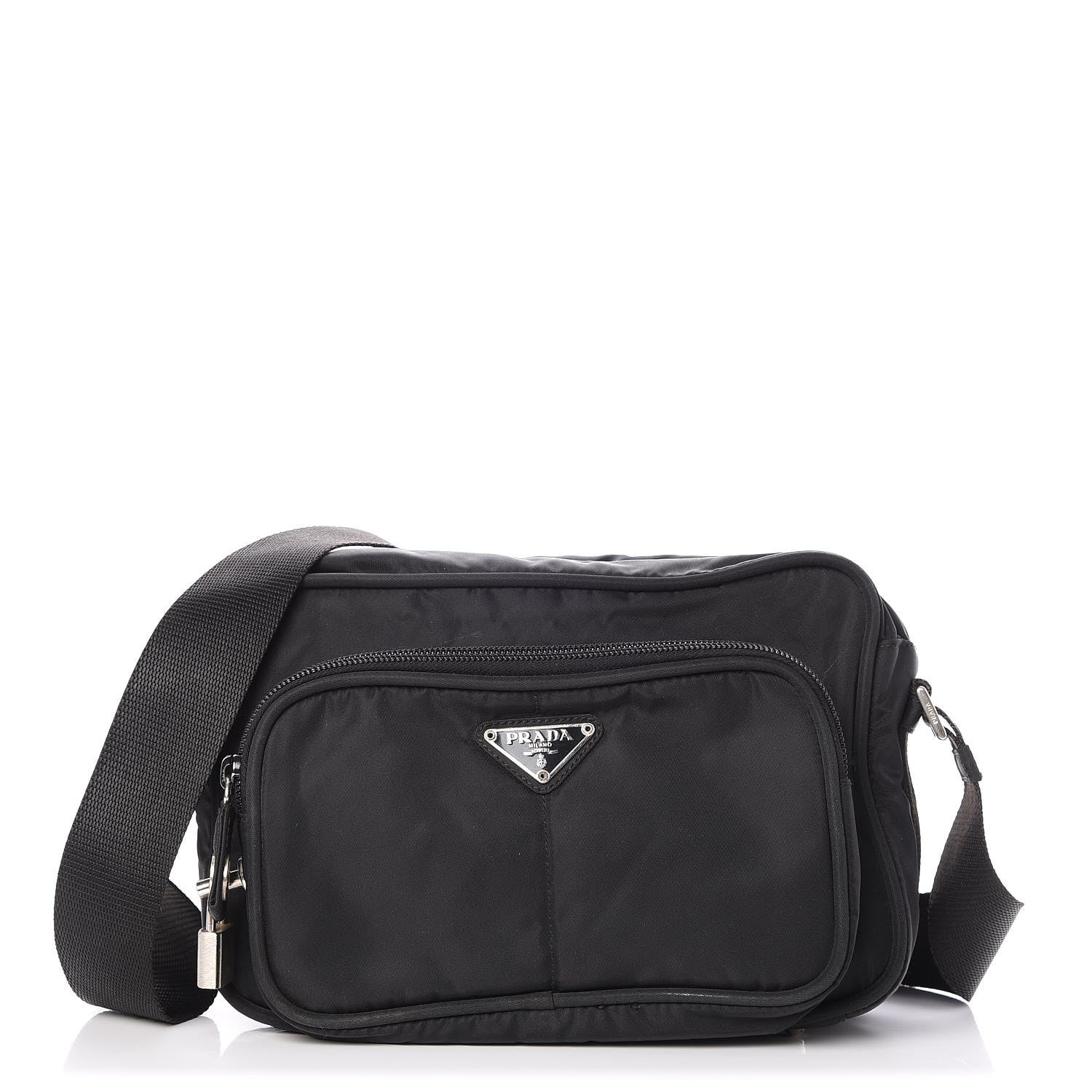Prada Nylon Saffiano Vela Messenger Bag Nero Black 1 of 7