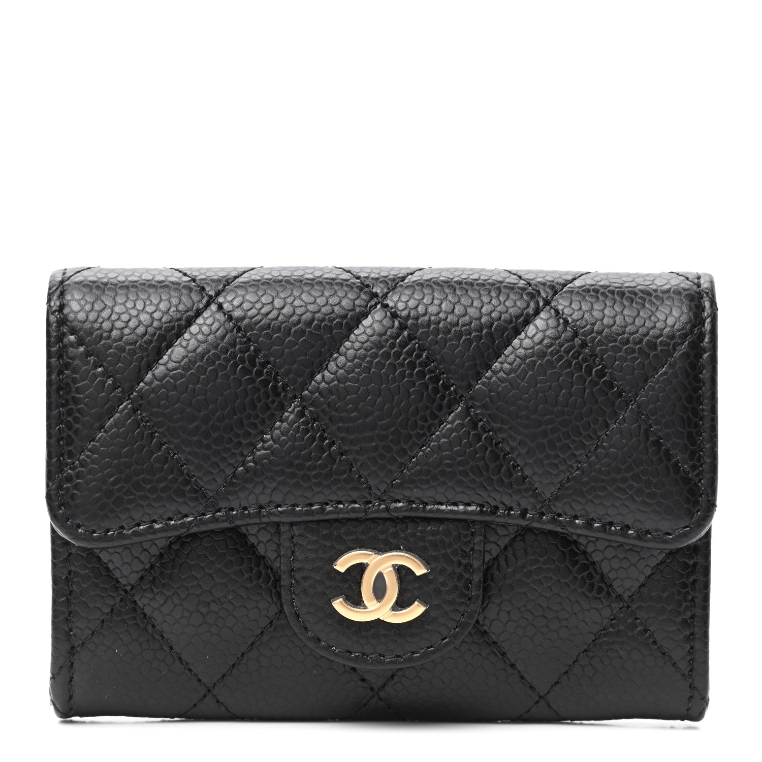 Chanel Caviar Quilted Flap Card Holder Wallet Black 1 of 8