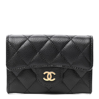 Chanel Caviar Quilted Flap Card Holder Wallet Black 1 of 8