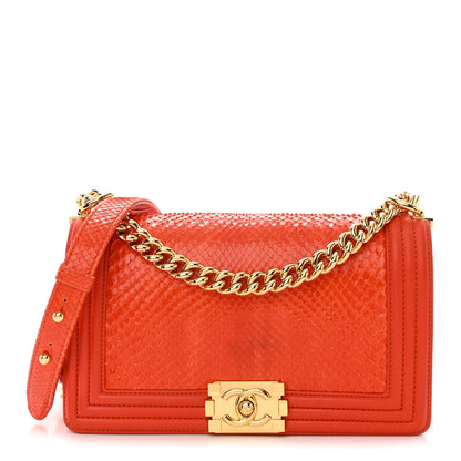 Chanel Snakeskin Medium Boy Flap Red 1 of 11