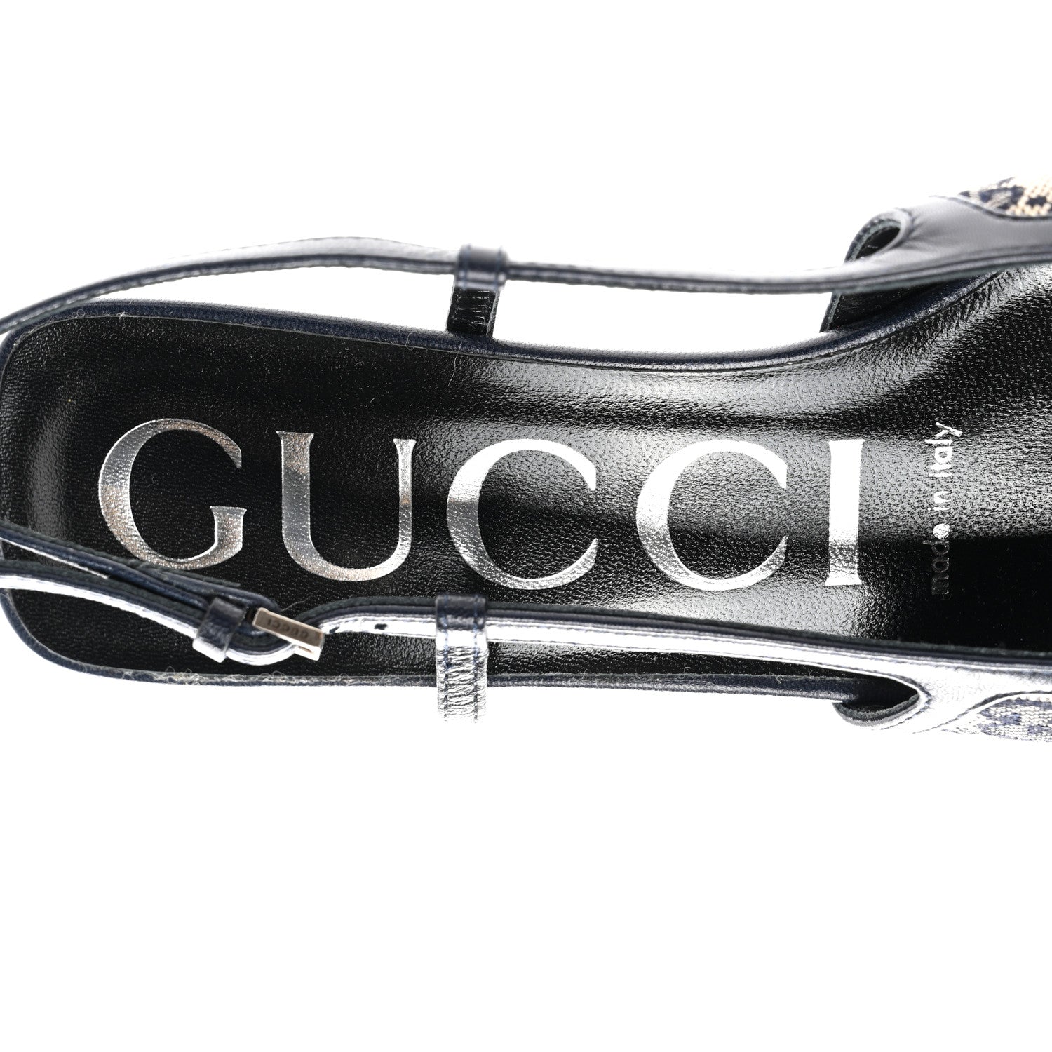 Gucci GG Monogram Malaga Kid Square G 35mm Slingback Pumps 35.5 Beige Blue 7 of 10