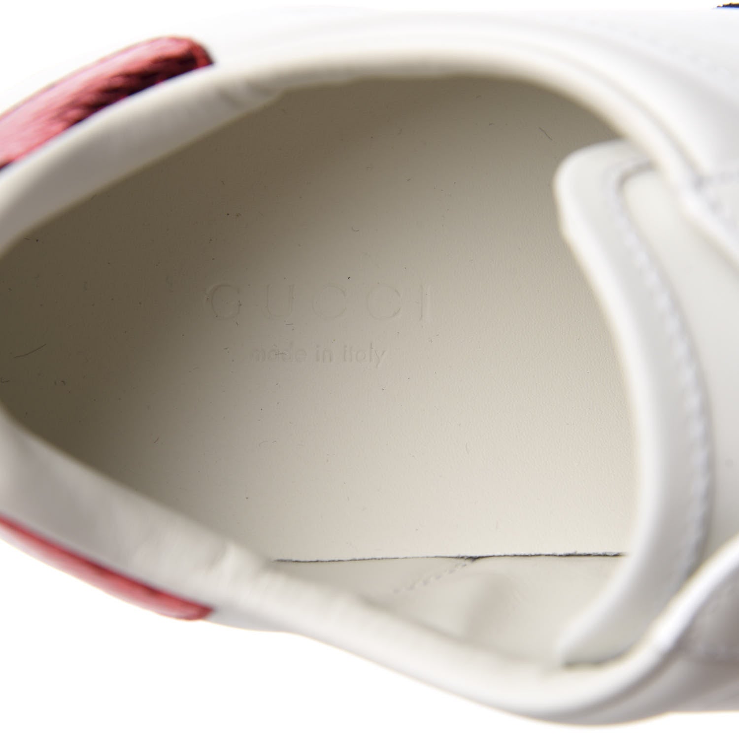 Gucci Calfskin Ayers Crystal Web Womens New Ace Pineapple Sneakers 38 White 7 of 9