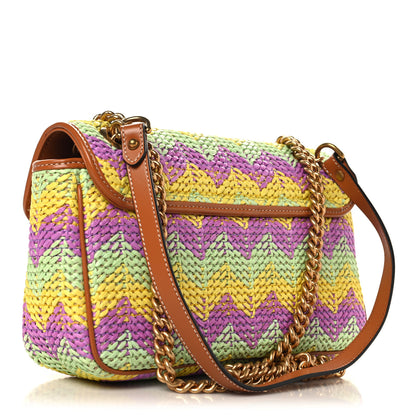 Gucci Calfskin Raffia Woven Small GG Marmont Shoulder Bag Multicolor 3 of 10