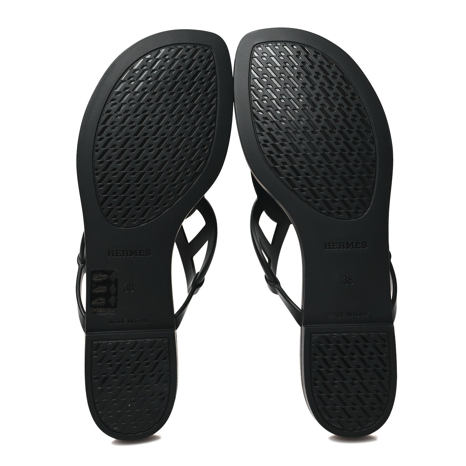 Hermes Rubber Womens Egerie Sandals 38 Black 5 of 9