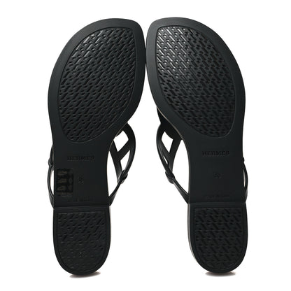 Hermes Rubber Womens Egerie Sandals 38 Black 5 of 9