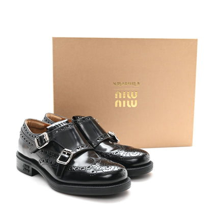 Miu Miu X CHURCH'S Shiny Calfskin Double Monk Loafer 36.5 Black 10 of 10