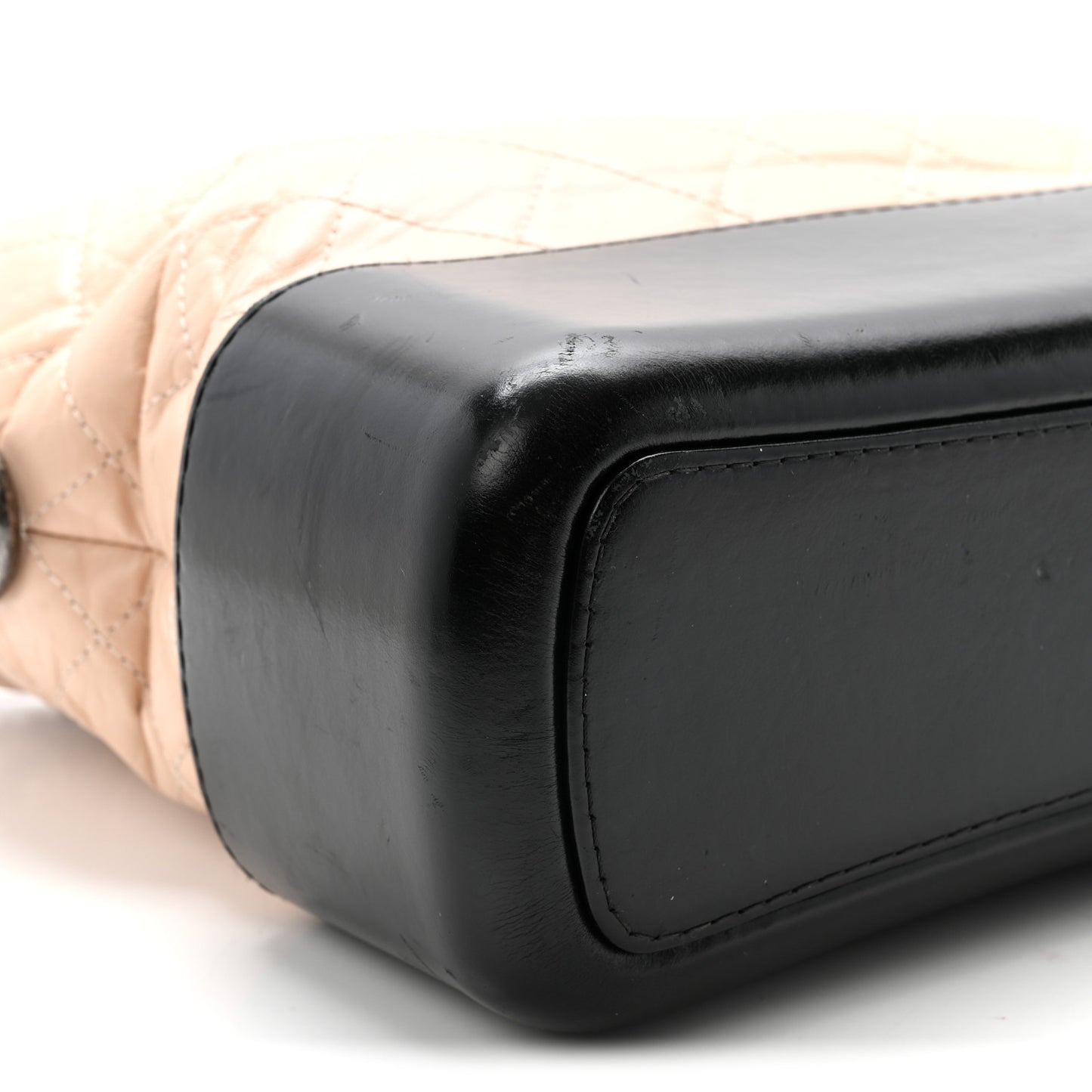 Aged Calfskin Quilted Medium Gabrielle Hobo Beige Black