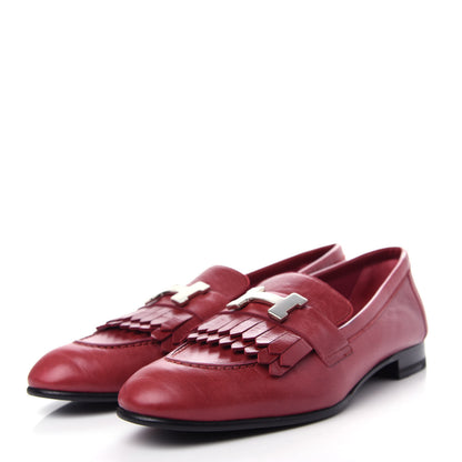 Hermes Goatskin Womens Royal Loafers 36 Rouge Tibétain 3 of 10