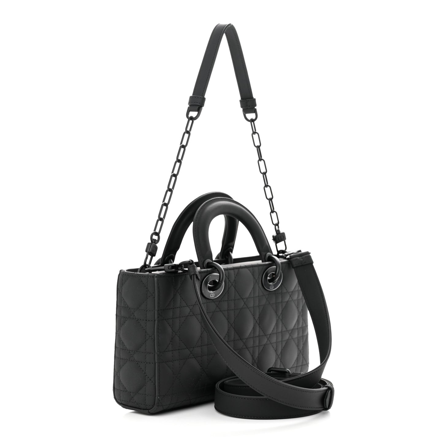Ultra Matte Calfskin Cannage Medium Lady D-Joy Black