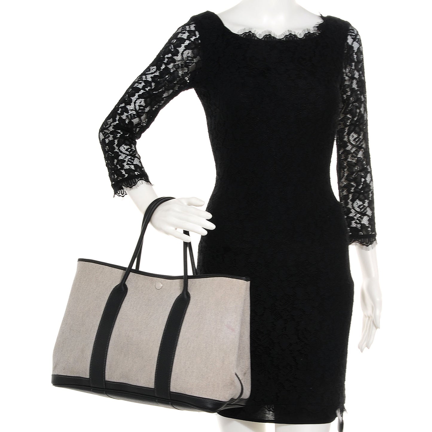 Toile Leather Garden Party MM Tote Black