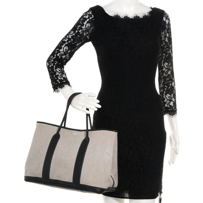 Hermes Toile Leather Garden Party MM Tote Black 2 of 7