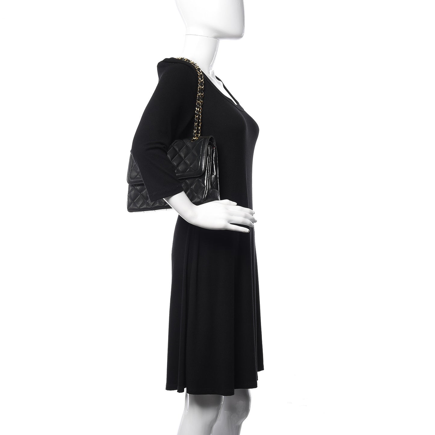 Lambskin Quilted Medium Double Flap Bag Black