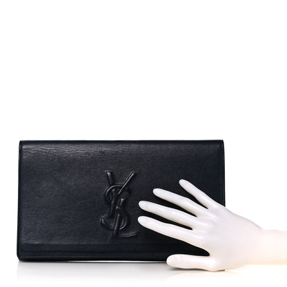 Saint Laurent Calfskin Monogram Large Belle De Jour Clutch Navy 2 of 11