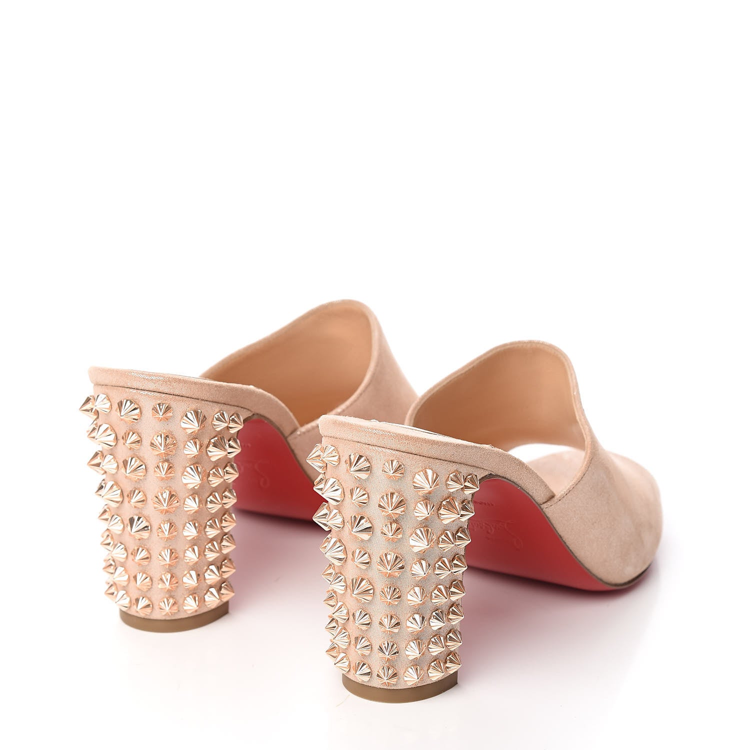 Christian Louboutin Glitter Spike Peep Toe Mule 37 Pink 4 of 7