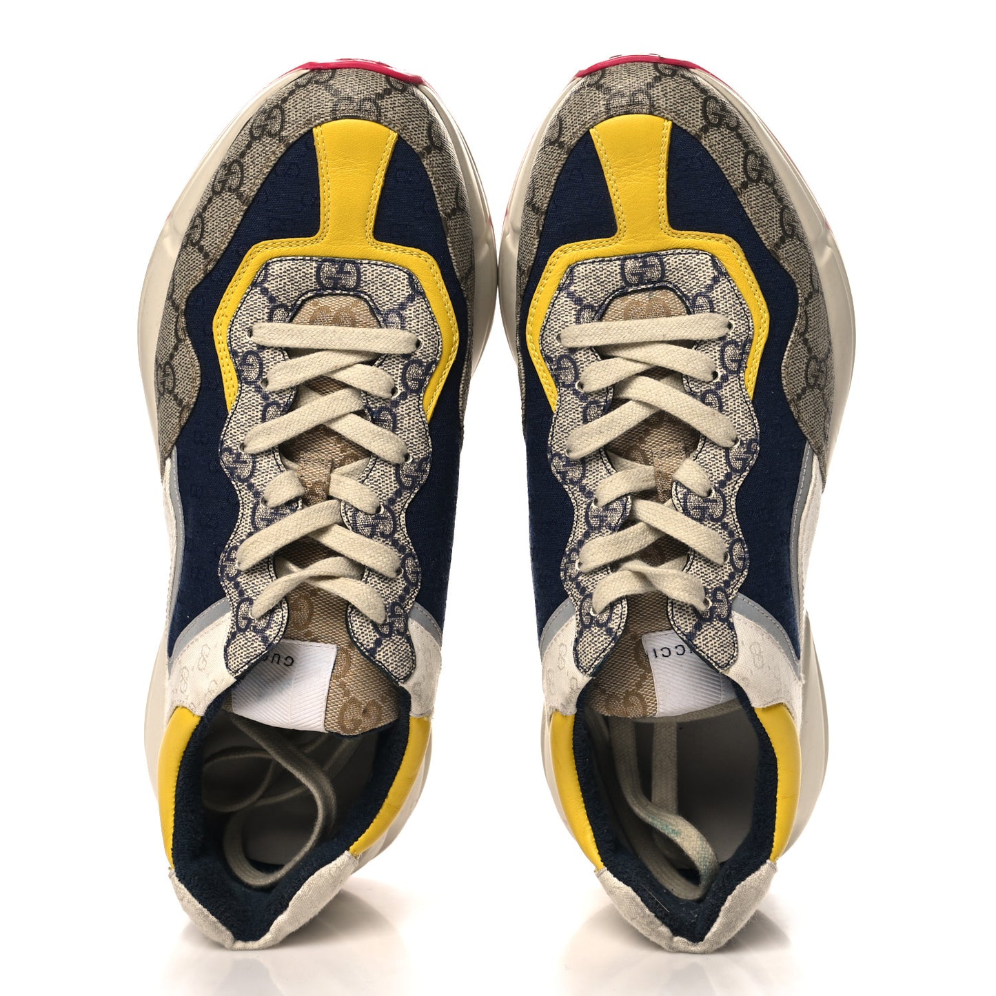 GG Supreme Monogram Mix Monogram Mens Rhyton Sneakers 9 London Blue Beige Sun Yellow