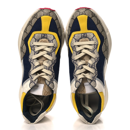 Gucci GG Supreme Monogram Mix Monogram Mens Rhyton Sneakers 9 London Blue Beige Sun Yellow 2 of 10