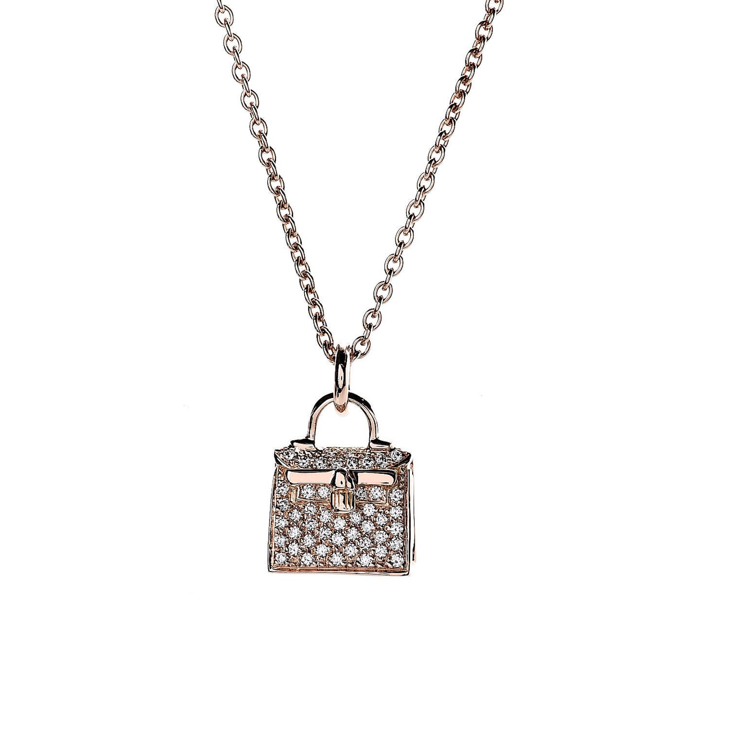 18K Rose Gold Diamond Kelly Amulette Pendant Necklace