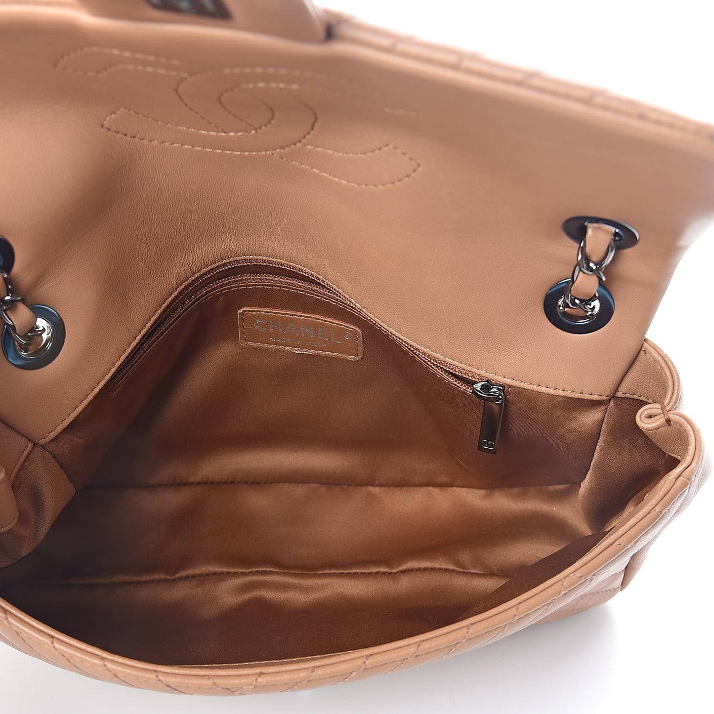 Lambskin Quilted Medium CC Crossing Flap Brown