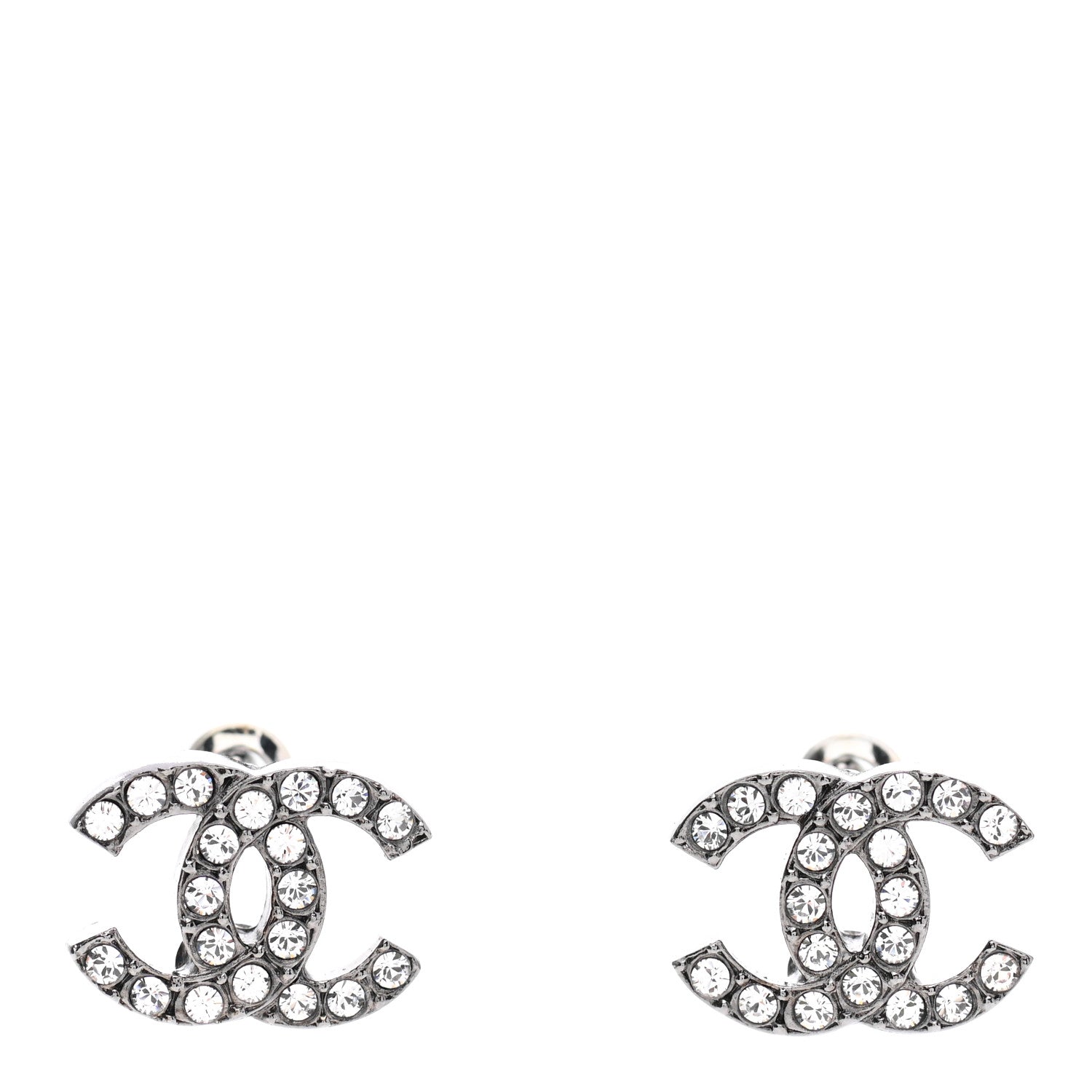 Chanel Ruthenium Crystal CC Stud Earrings 1 of 5
