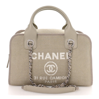 Chanel Canvas Deauville Small Bowling Bag Grey 1 of 10