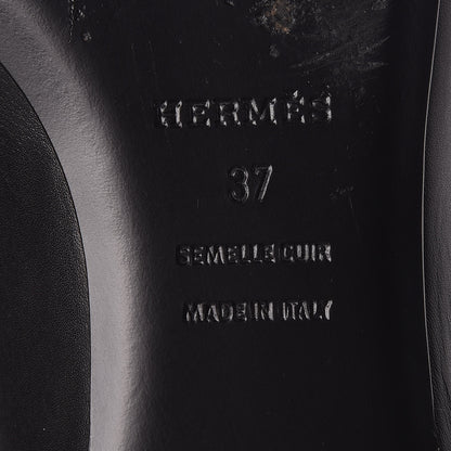 Hermes Calfskin Pegase Ballerina Flats 37 Black 8 of 10